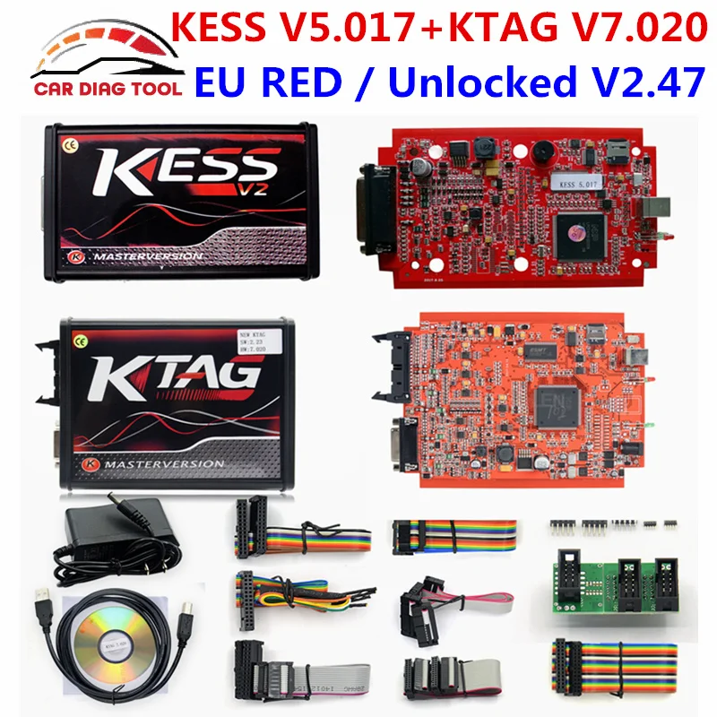 Новый KTAG V7.020 красный ЕС 4 светодио дный K TAG 7 020 ЭБУ программист онлайн KESS V2 V5.017 V2.47