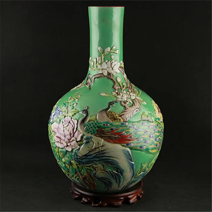 

#06 антикварная фарфоровая ваза QingDynasty, пасторальная (рельефная) искусственная, резная поделка, коллекция и украшение, бесплатная доставка