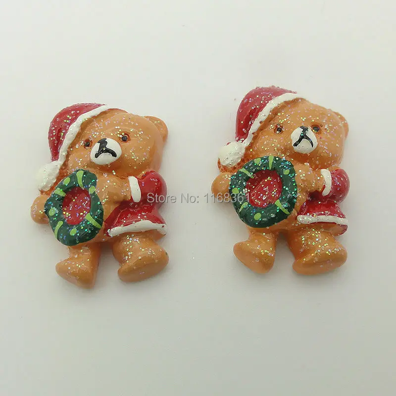 

1 шт./лот смолы с плоской задней частью черного цвета с блестками свитер с рождественским мишкой 27 мм скрап-украшение самостоятельное украше...