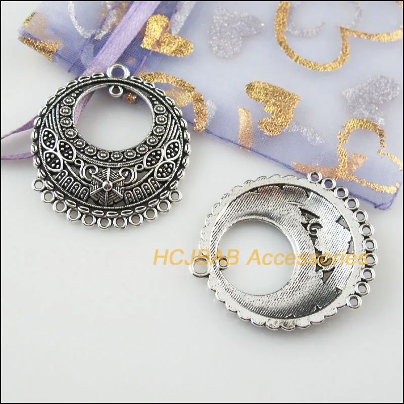 Мода 4 шт. Тибетский серебристый цвет круглой формы в форме цветка Подвески