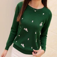 s 3xl new youth women sweater autumn winter 2022 fashion elegant peach embroidery slim girl knitted pullover tops female