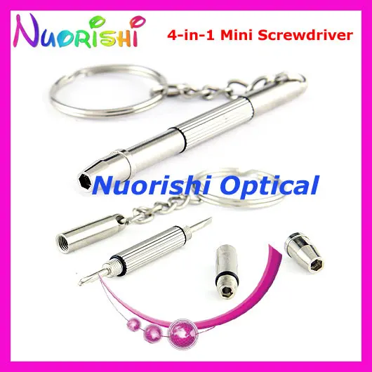 

SS80114 50pcs 4-in-1 Mulit Function Mini Screwdriver With Key Chain Glasses Cellphone Watch Repairing Screwdriver Free Shipping