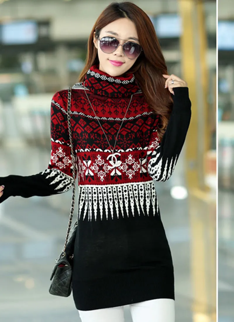 2017 Autumn winter women 's warm long high - necked thick sweater cashmere cultivation bottoming package hip dress MY25 | Женская