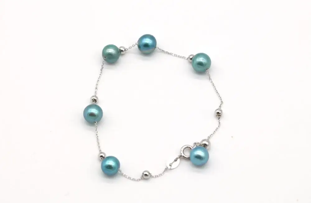 Wholesale price 925 Sterling Silver Bracelets with 6 AAA grade Round Pearls Colored N80 | Украшения и аксессуары