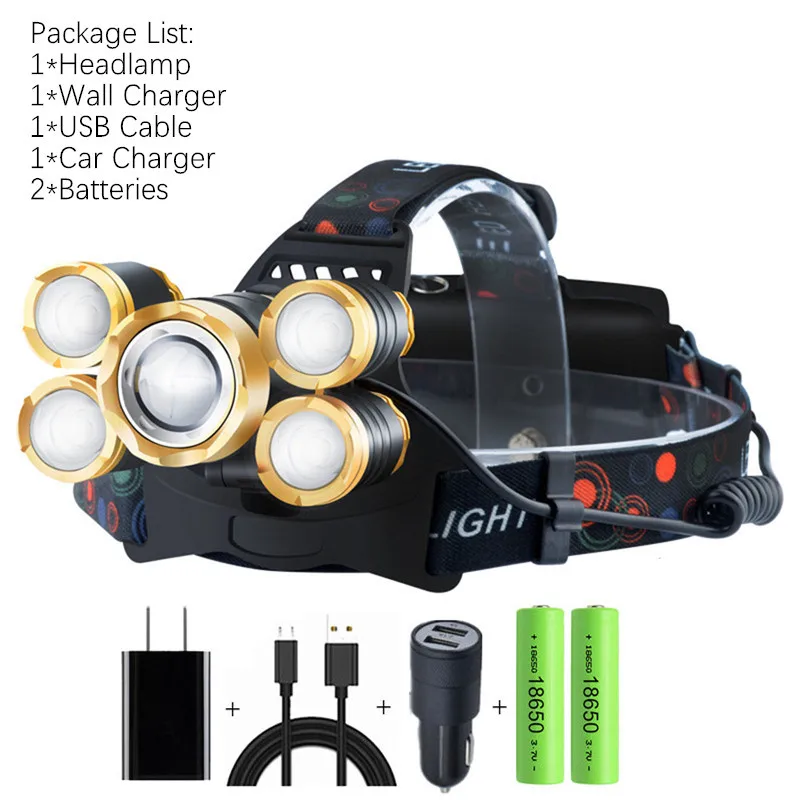 Package I Сенсорный светодиодный налобный фонарь T6, высокомощный фонарь, налобный фонарь, Водонепроницаемый зум, светодиодный налобный светильник, светильник-вспышка, налобный перезаряжаемый рыболовный светильник - Испускаемый цвет: Package I