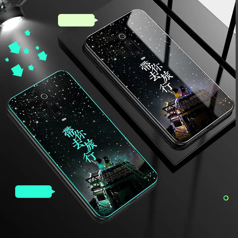 Lu mi nous чехол для телефона для Xiao mi Red mi K20 Pro Чехол светящаяся задняя крышка из закаленного стекла для Xiao mi Red mi K20 Pro mi 9T Pro Чехол