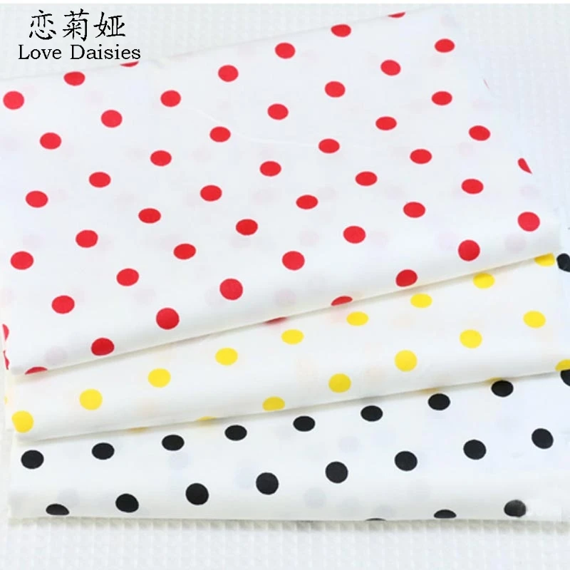 

100% cotton twill cloth all-match red yellow black polka dots DIY for kids bedding cushions handwork patchwork fabrics tissue