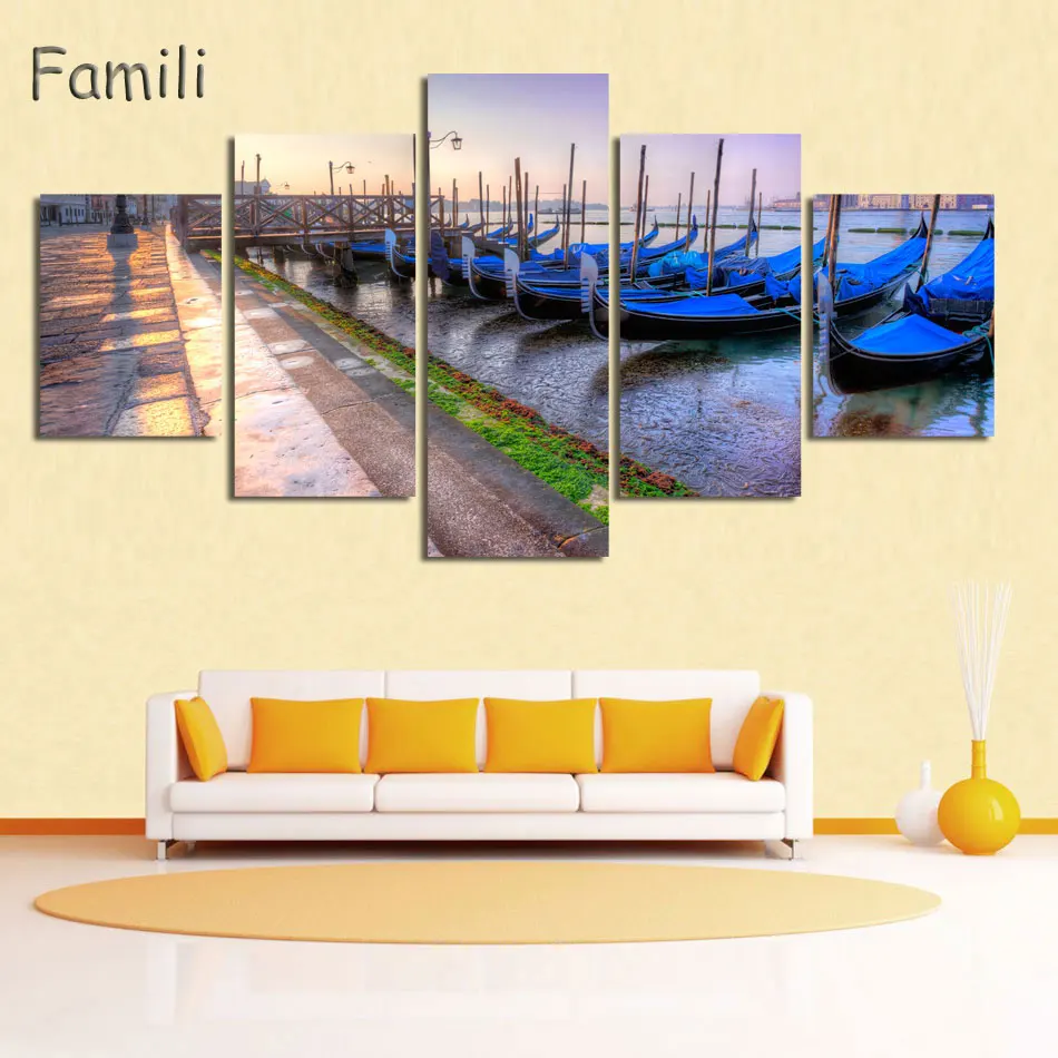 Современная Картина на холсте 5 шт. настенное искусство Италия Венеция пейзаж