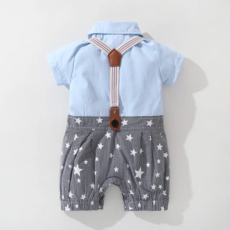 New born baby clothes Summer Baby boys rompers Short Sleeve Bow Tie Gentleman infant jumpsuit catsuit for christmas |