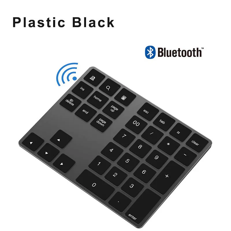 Plastic Black Zienstar Bluetooth цифровая клавиатура, Беспроводной; большие размеры 34-ключ внешний номер площадку с несколькими ярлыки для компьютера, Macbook, Android-планшета - Цвет: Plastic Black