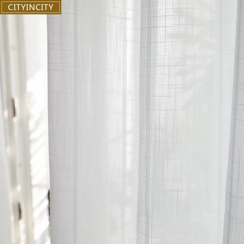 Тюль CITYINCITY в современную белую полоску занавеска для гостиной тюль японском