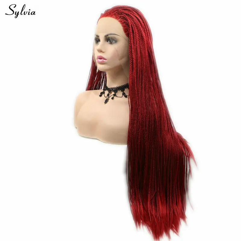 Sylvia плетеные парики Желтый/#613/розовый красный/коричневый/мятный зеленый/красный синтетический парик с косами для женщин натуральный волос