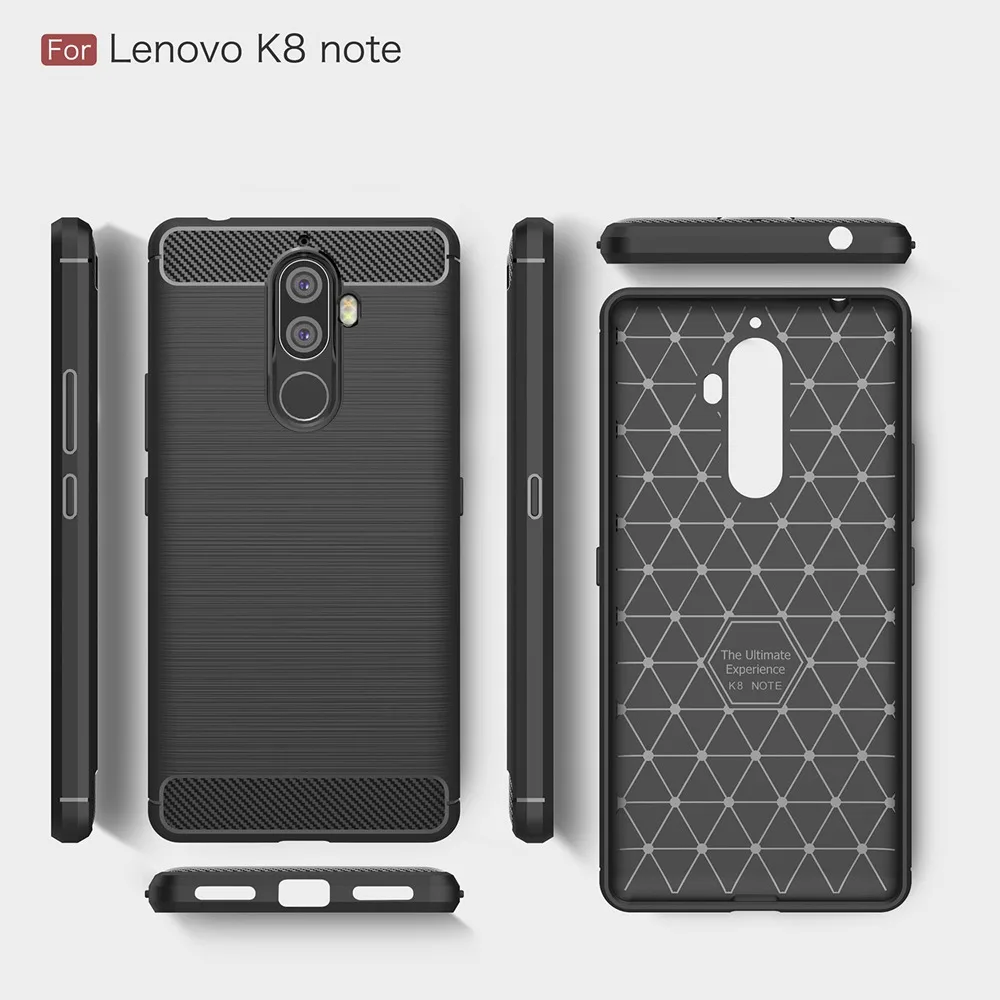 Чехол для телефона Lenovo K8 Note из углеродного волокна Мягкий ТПУ силиконовый