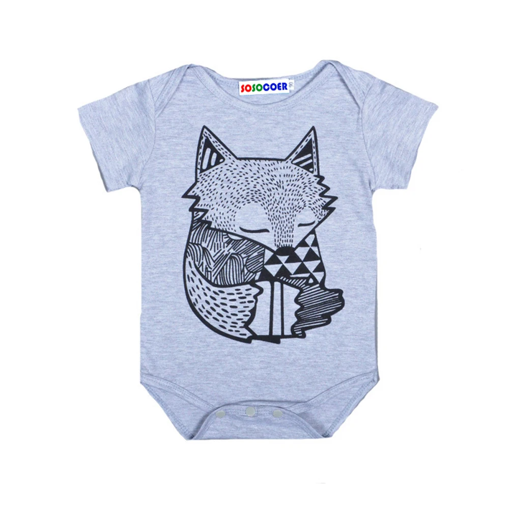 Новый летний детский комбинезон с рисунком лисы короткими рукавами для детей