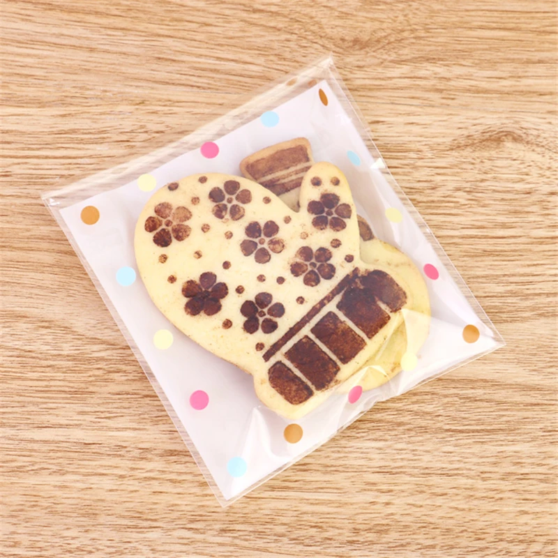 

Cute Dot White Baby Shower Baking Biscuit Cookie Self Adhesive Small Packaging Bread Package Bakery Plastic Candy Bag