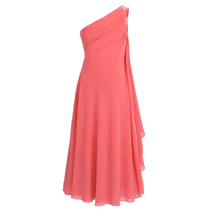 IEFiEL/Детское платье с цветочным узором для девочек Vestidos, шифоновое на одно плечо, со стразами, вечерние платья для первого причастия, летние торжественные платья