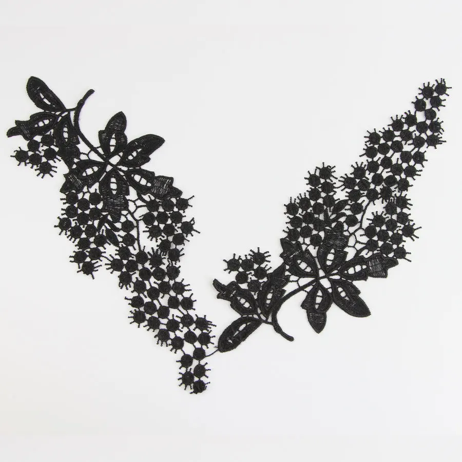 1 пара новая черная красивая вышитая полиэфирная аппликация с кружевной отделкой