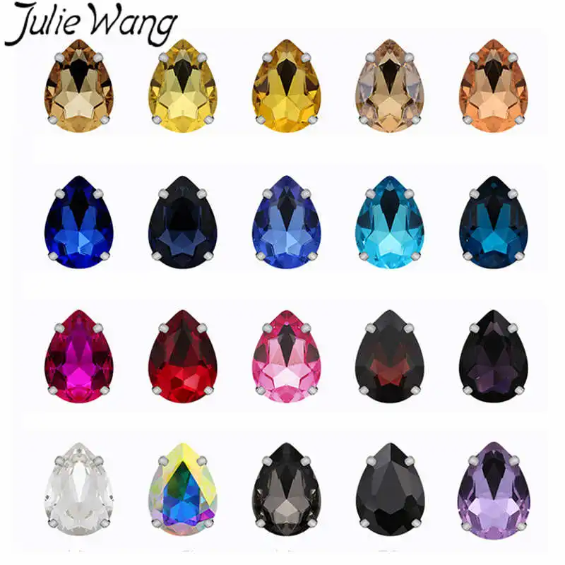 Julie Wang 50 шт. стеклянные стразы в форме капли с кабошоном кабошона кабошон кристалл