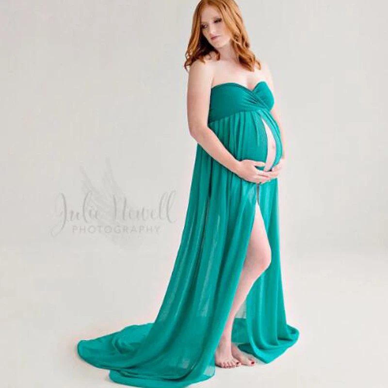 

Shoulderless Front Opening Maternity Dress For Photo Shoot Pregnant Women Clothes Pregnancy Dress Maternity Clothes 2019 New