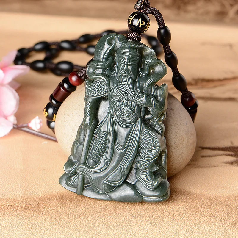 Подлинное и Tian Yuqingyu мужское ожерелье Guangong кулон этот пожизненный Guanyu Wucai God