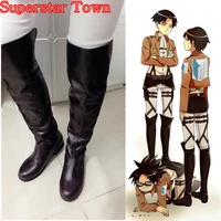 attack on titan cosplay boots bota shingeki no kyojin eren jaeger levi mikasa ackerman knee length costumes japan anime shoes