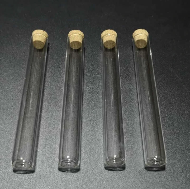 

Free shipping 24pcs/lot 12x100mm Flat bottom Glass Test Tube with cork stoppers for kinds of Laboratory glassware