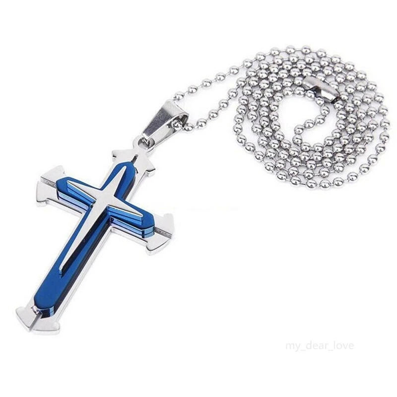 FUNIQUE 2018 синий черный золотой крест из нержавеющей стали ожерелье для мужчин