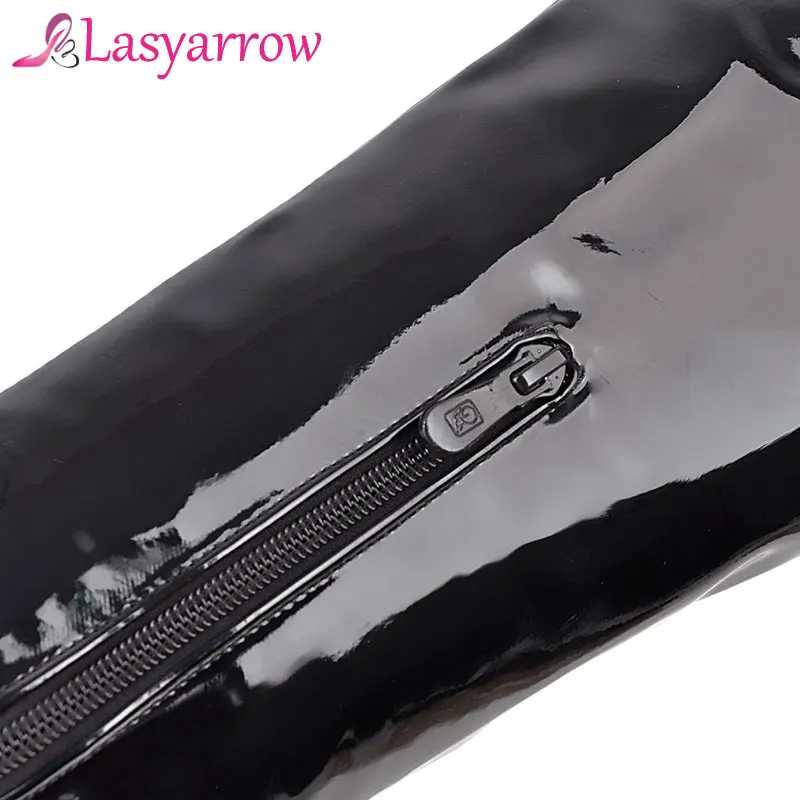 Сапоги Lasyarrow женские на шпильке пикантные сапоги из лакированной кожи тонком