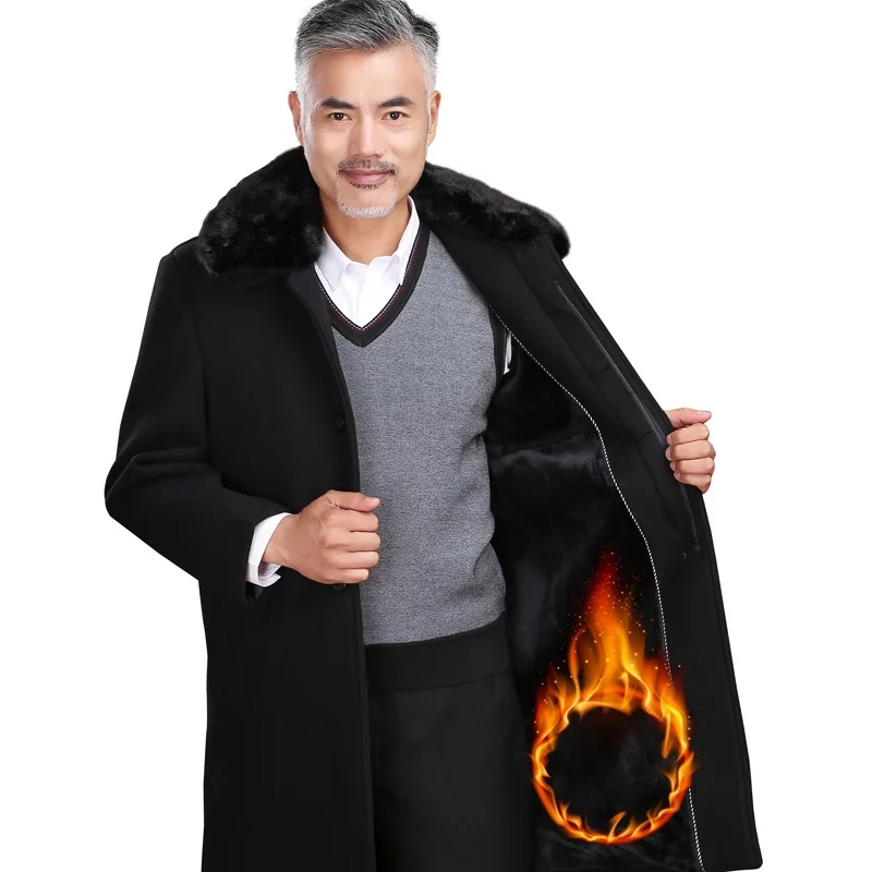 Натуральная шерсть пальто утепленные кашемировые Для мужчин X длинные шерстяные