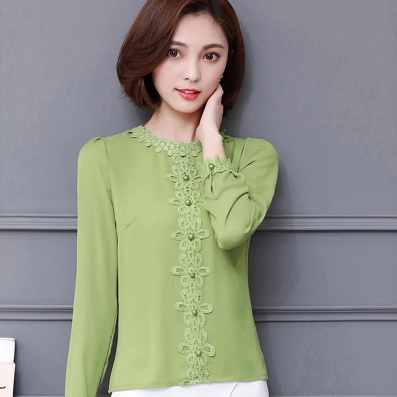 Новинка весны 2017 Элегантная блузка размера плюс S ~ XXXL корейские платья кружевная