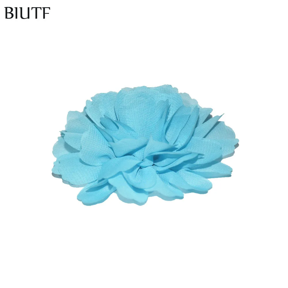 100 шт./лот однотонный яркий Шифоновый Цветок с зажимом для волос TH245|chiffon flowers|flower