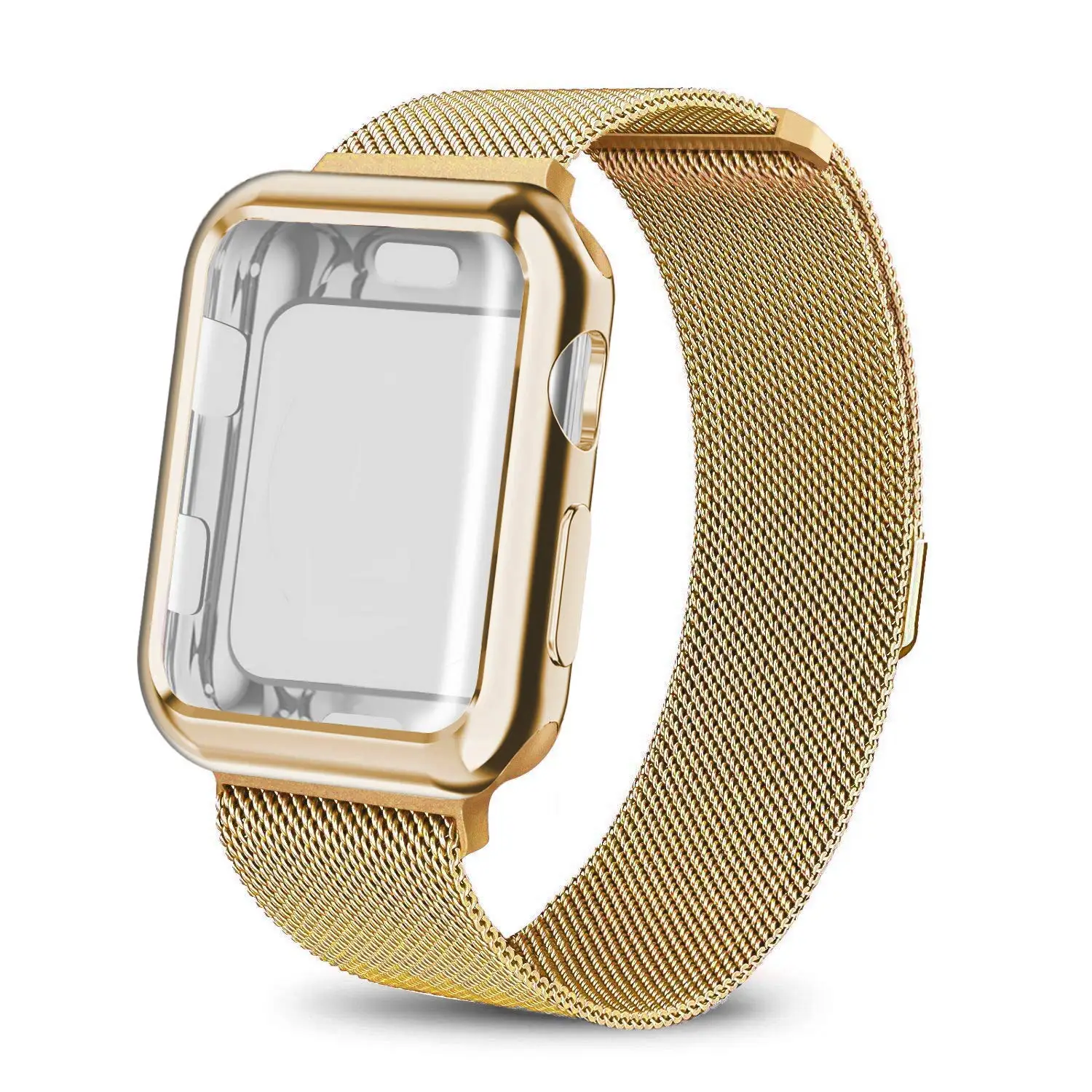 Ремешок из нержавеющей стали + чехол для apple watch Milanese Loop band 4 40 мм 44 38 42 Защитный