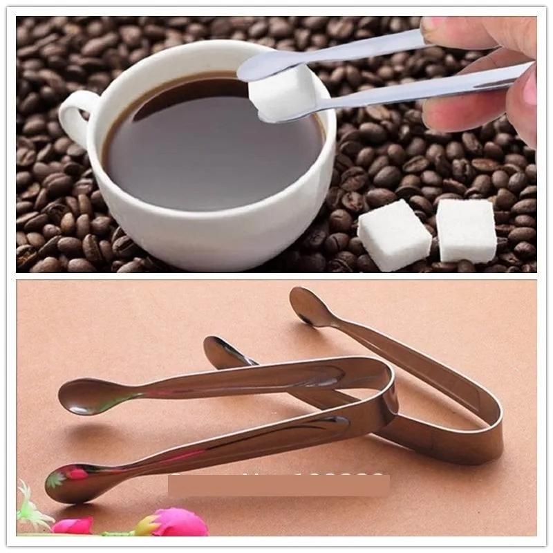 

50pcs Mini Non-Magnetic Polished Stainless Steel Coffee Sugar, Ice, Barbecue BBQ Food Clips Kitchen Accessories Portable