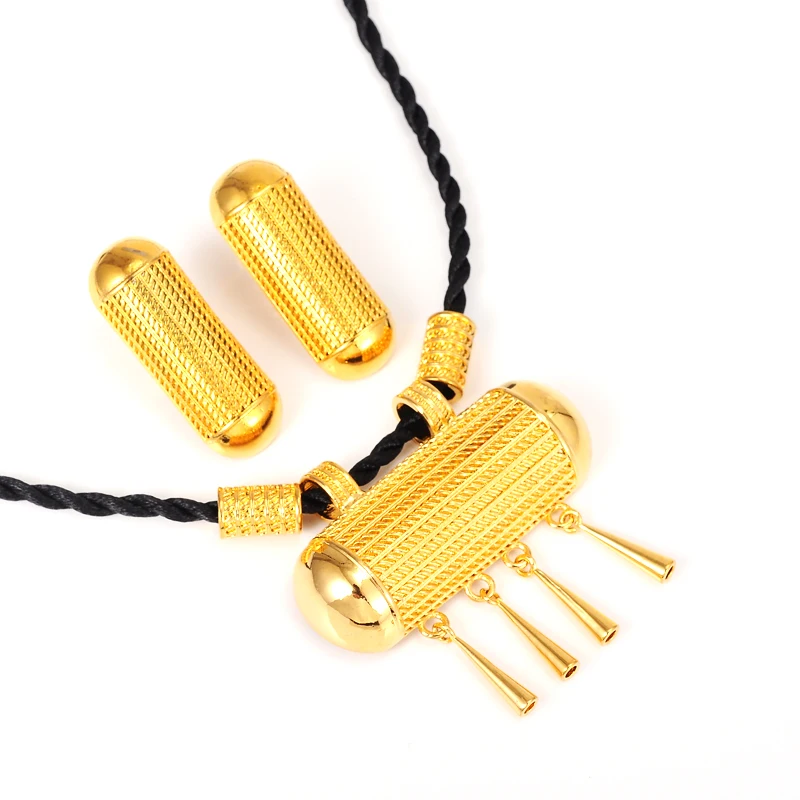 

Ethiopian Traditional Jewelry set Necklace and Earrings Ethiopia Gold Eritrea sets for Women's Habesha Wedding Best Gift