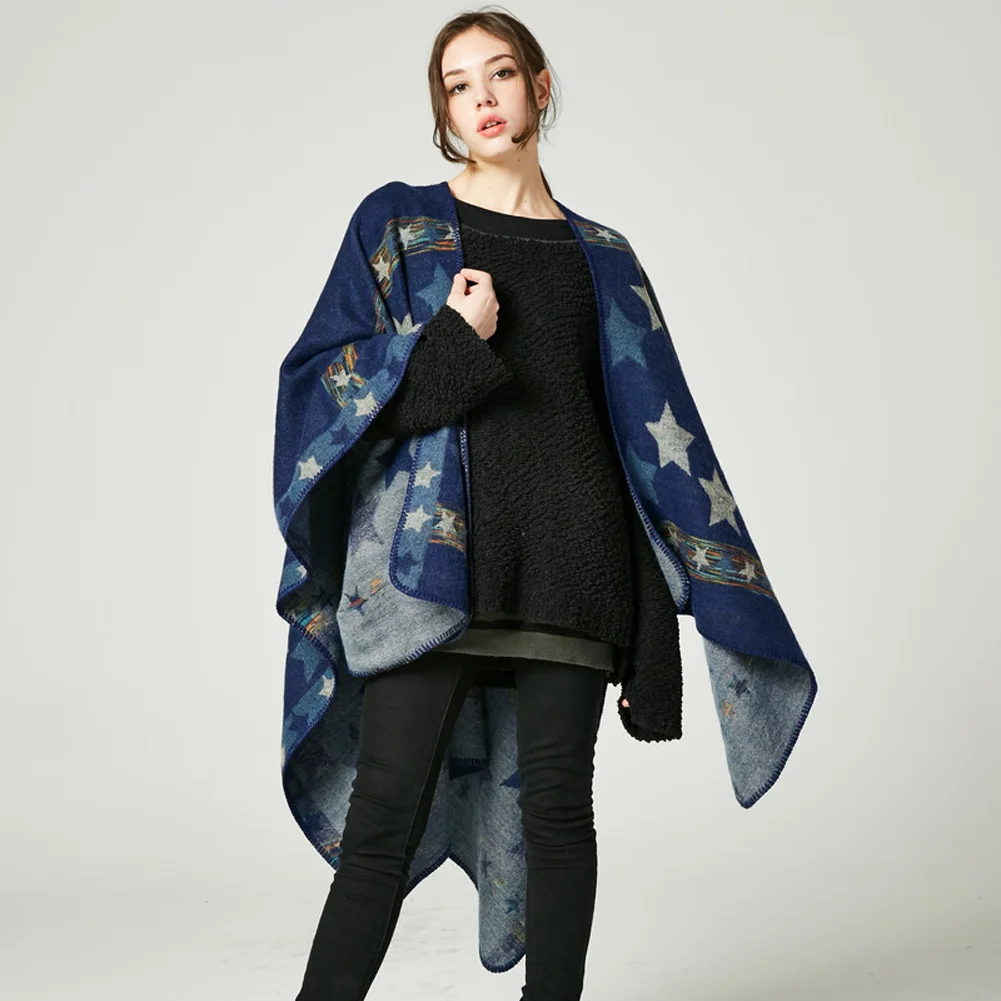 2019 Winter Fashion Star Pattern Cardigans Female Sweaters Long Sleeve Knitted Sweater Women Cardigan Poncho Pull Femme |