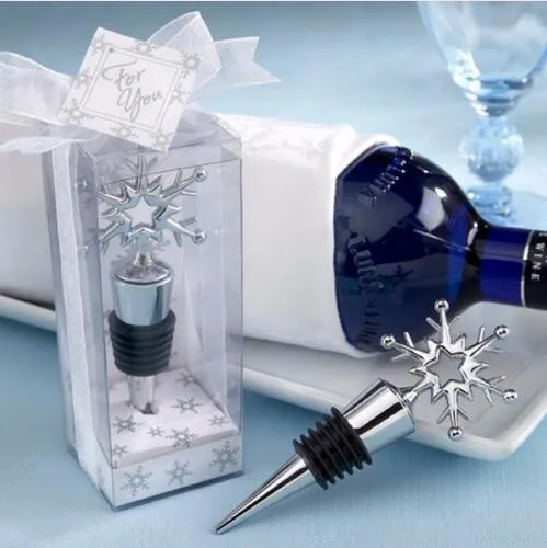 

DHL Free Shipping 100pcs/lot Wedding favors gifts zinc alloy Snowflake shape Wine Bottle Stopper