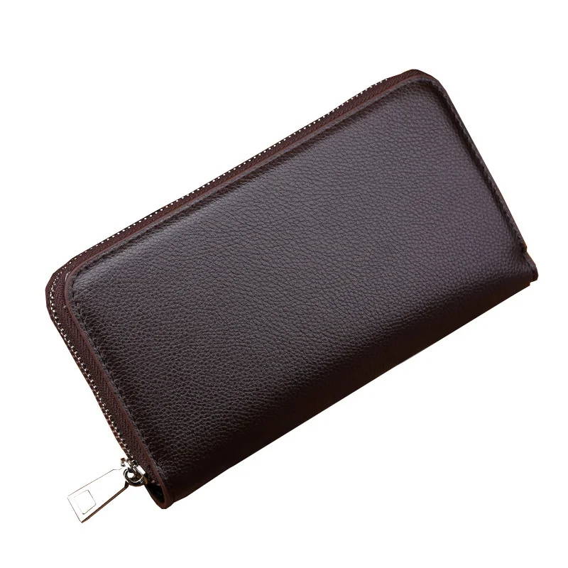 BLEVOLO High Capacity Men Wallets Male Long Purses Zipper Leather Money Clips Business Clutch Bags Coin Pocket Wallet For | Багаж и сумки