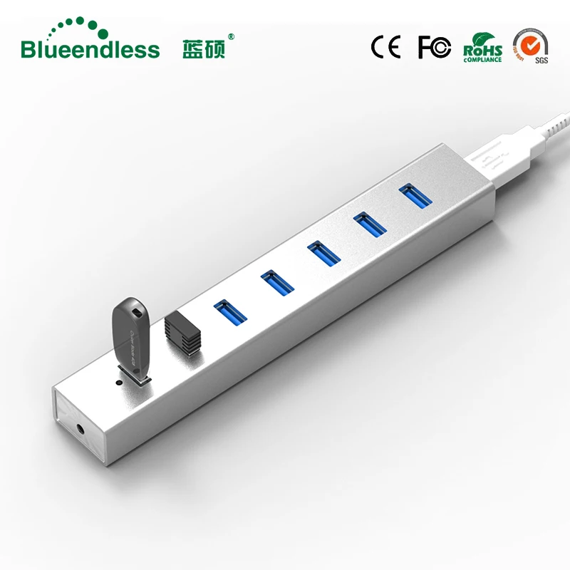 Высокоскоростной 7 портов USB 3 0 концентратор портативный алюминиевый usb хаб