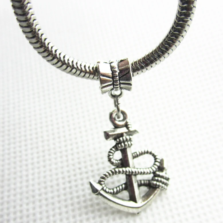 

50pcs/lot boat anchor charms hanging charm big hole pendant beads charm fit pando bracelet diy jewelry dangle charms