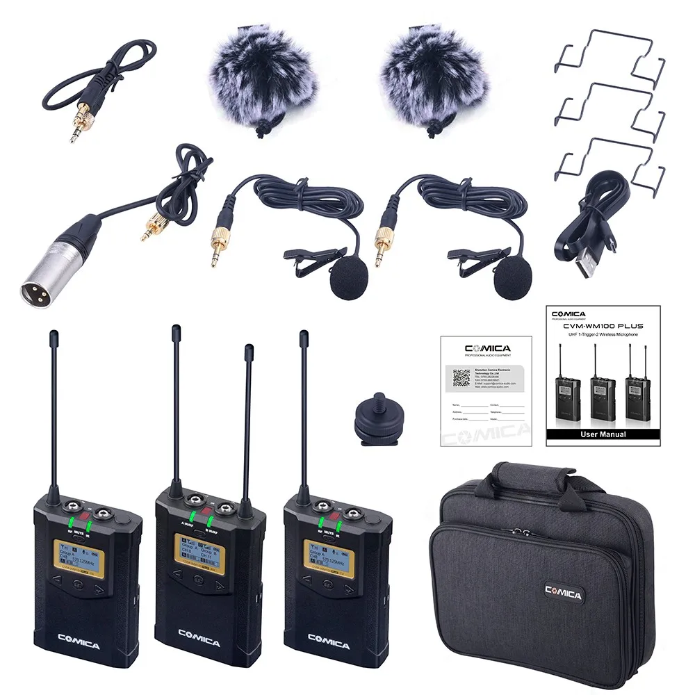 COMICA CVM WM100 PLUS UHF 48 каналов моно/стерео Беспроводная камера петличный микрофон для
