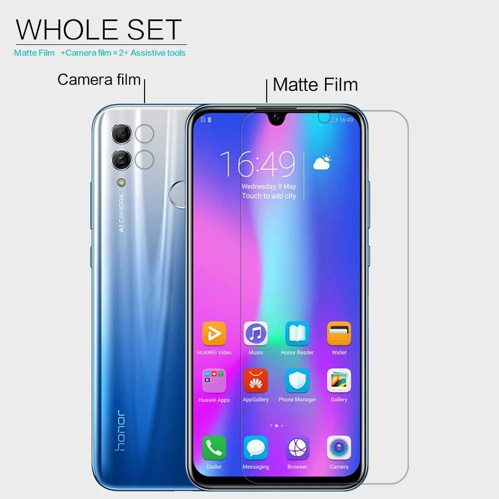 Антибликовая Защитная пленка для Huawei Honor 10 lite матовая с защитой от отпечатков