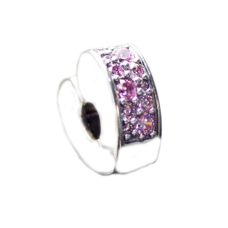 

CKK Silver 925 Jewelry Fits Pandora Bracelets Pink Arcs Of Love Clip Charms Original Sterling Silver Beads