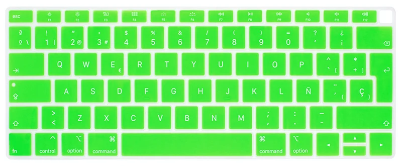 Зеленый Испанский Чили чехол для клавиатуры ноутбука для macbook air 13 A1932 ЕС крышка клавиатуры цветная защитная пленка дисплей испанский язык - Цвет: Зеленый