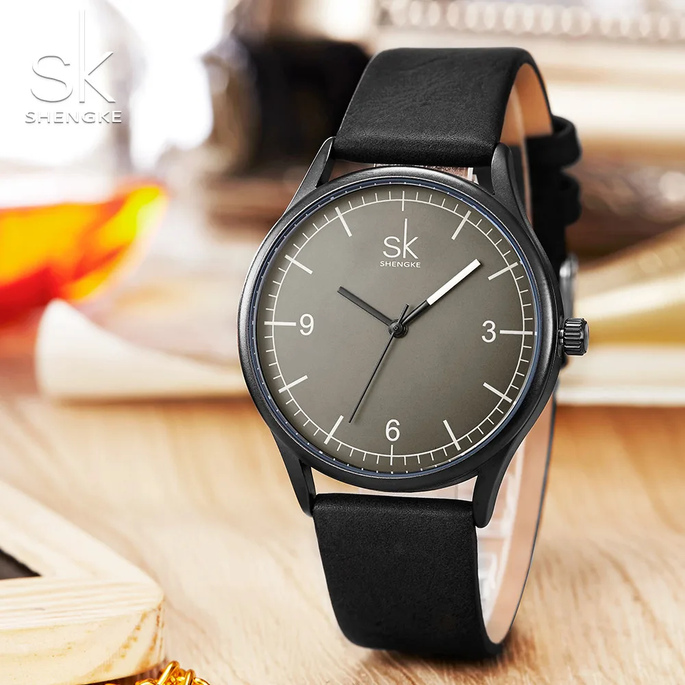 SHENGKE Fashion Quartz Women's Watches Leather Watches Minimalist Clock Ladies Wristwatch Women Watches Casual Relogio Fasculino