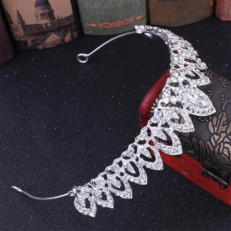 Форма серебряного листа Tiaras de Noiva сплав Стразы Свадебная Маленькая Корона головной убор женские свадебные аксессуары для волос VL