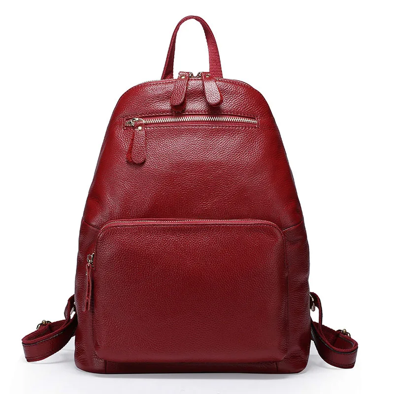 Dark red ZENCY настоящий мягкий женский рюкзак из натуральной коровьей кожи, первый слой из коровьей кожи, женские рюкзаки, дорожные сумки - Цвет: Dark red