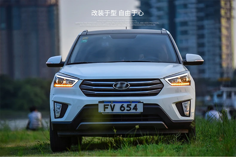 Автомобильные передние фары для hyundai Creta светодиодный головной светильник для IX25 Головной фонарь СВЕТОДИОДНЫЙ дневной ходовой светильник светодиодный DRL Bi-Xenon HID