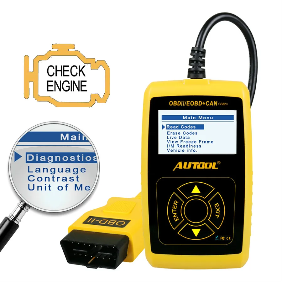 CARTOOL CS320 OBD2 Автомобильный сканер OBD 2 II Автомобильное устройство чтения кода авто