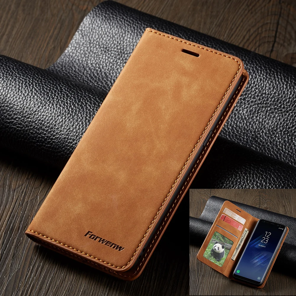 Кожаный флип чехол для samsung note 10 pro Note10 A50 A40 A70 A30 A20 2019 s10 S9 S8 Plus s7 A6 A7 A8 2018 Магнитный