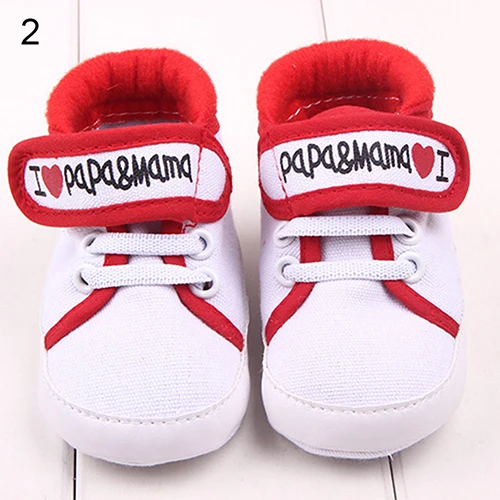 Одежда для малышей Обувь мальчиков девочек I Love Papa Mama Письмо печати Prewalkers